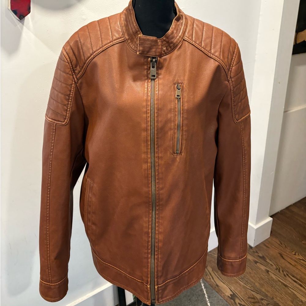 Black Rivet Tan Faux Leather Jacket